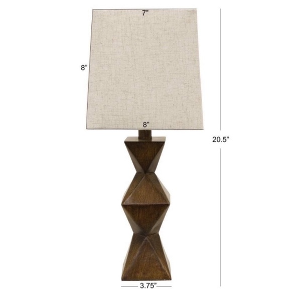 Rustic Bohemian Lamp Geometric Base with Linen Shade NWT Bedside Lamp - Picture 13 of 15